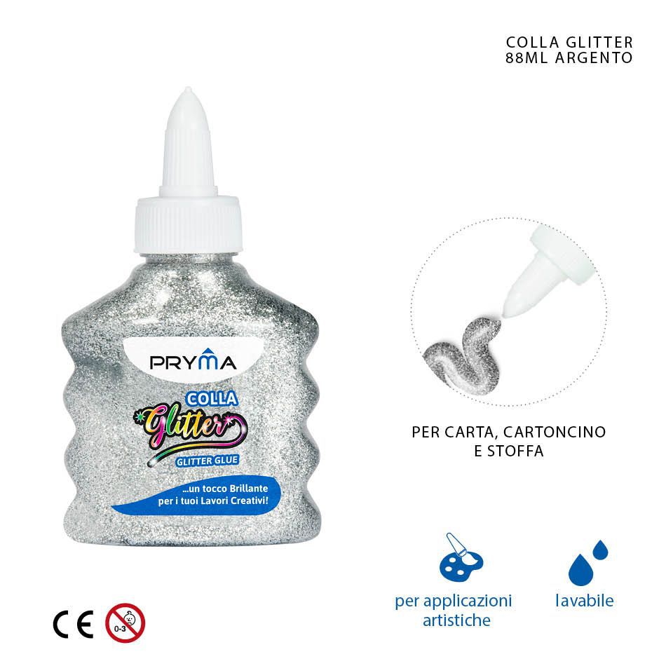 Pegamento con purpurina plata 88ml, manualidades y decoración