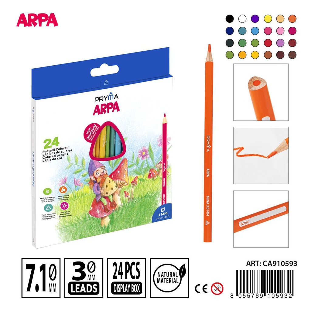 Lápices de colores triangulares 24pz - Artículos de arte