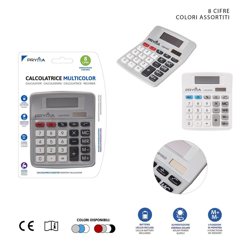 Calculadora de 8 dígitos 12.5x11.7x2.5cm - Papelería