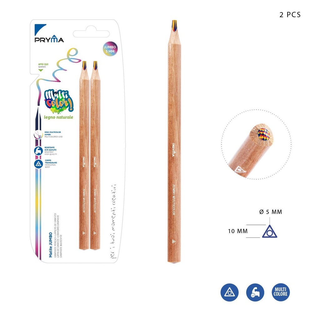 Lápiz jumbo con punta multicolor 2 piezas para escribir y dibujar
