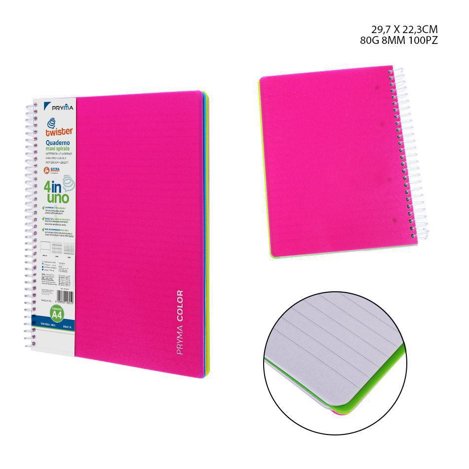 Cuaderno de anillas A4 con 4 separadores, 100 hojas, 80g