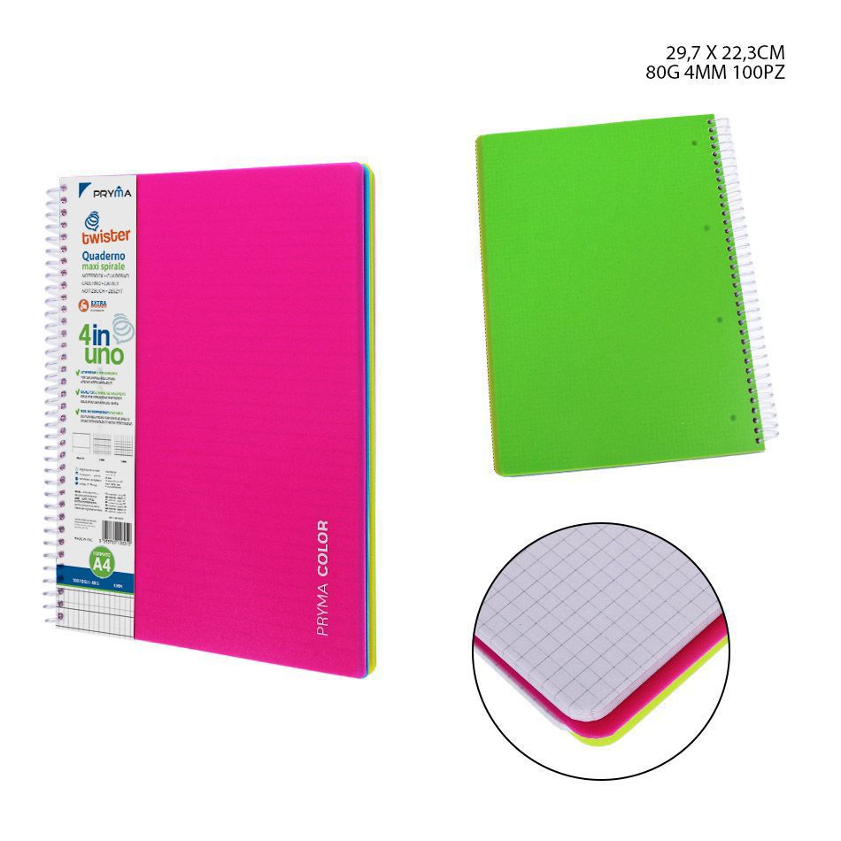 Cuaderno de anillas A4 con 4 separadores 100 hojas 80g 4mm para oficina