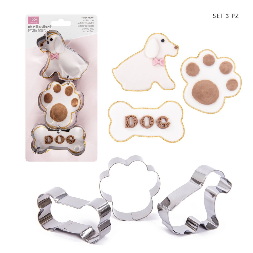 Set molde de perritos 5-8 cm 3pz para repostería y decoración