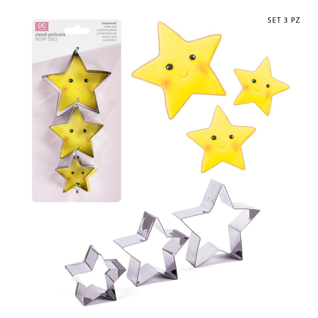 Set molde de estrellas 4.5-8.5cm 3pz para repostería