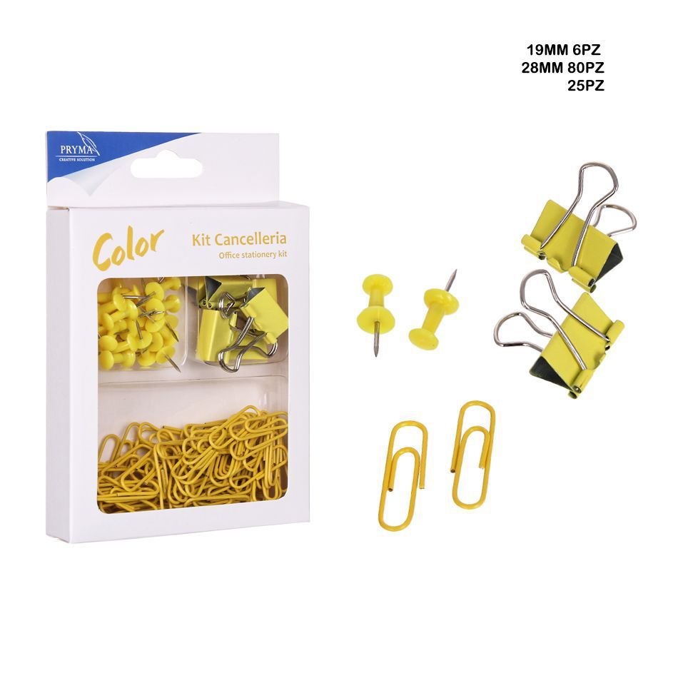 Chinchetas 25PZ + pinza sujetapapeles 6PZ + clips 80PZ - Accesorios de oficina