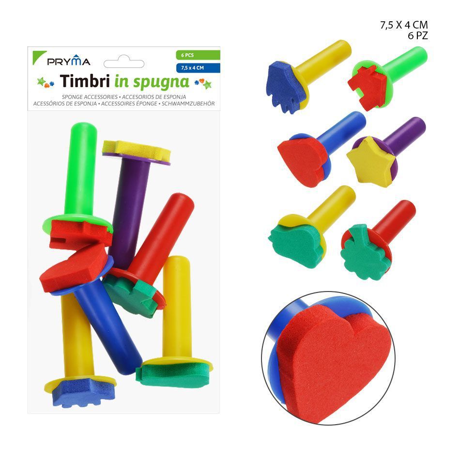 Sello de esponja 7.5cmX4cm 6pzs - Material de arte