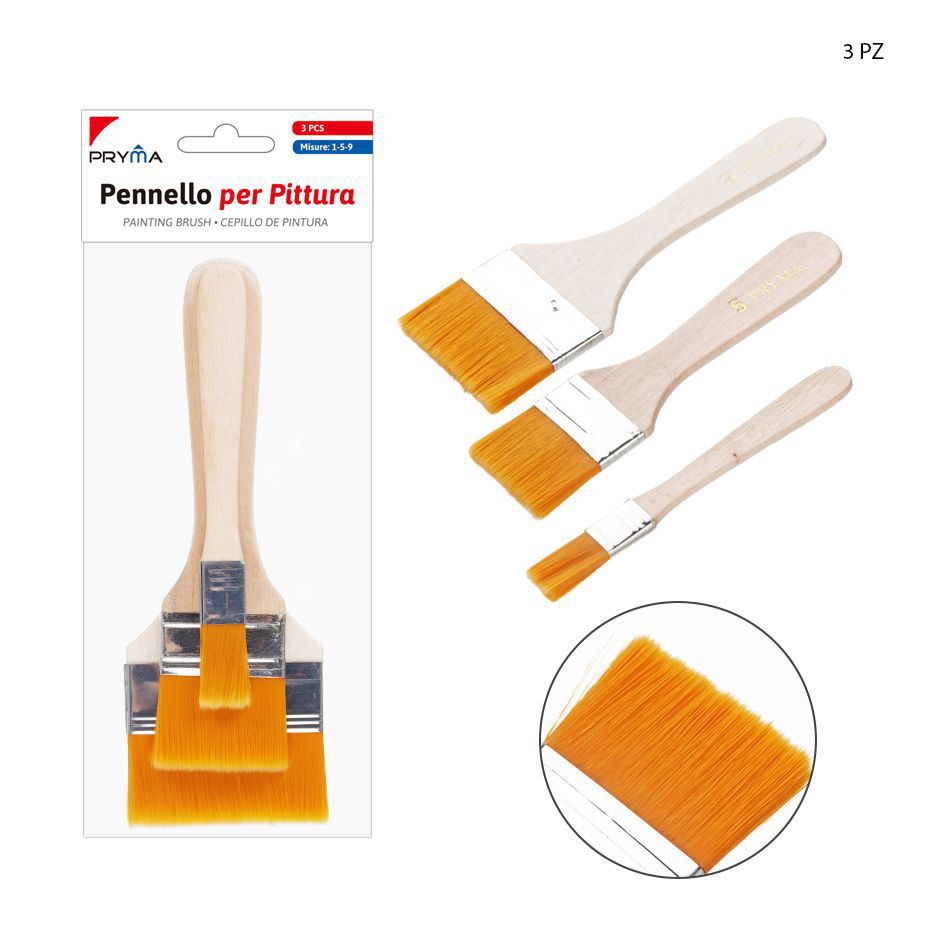 Pincel de madera N.1-5-9 3pz - Pinceles para pintura