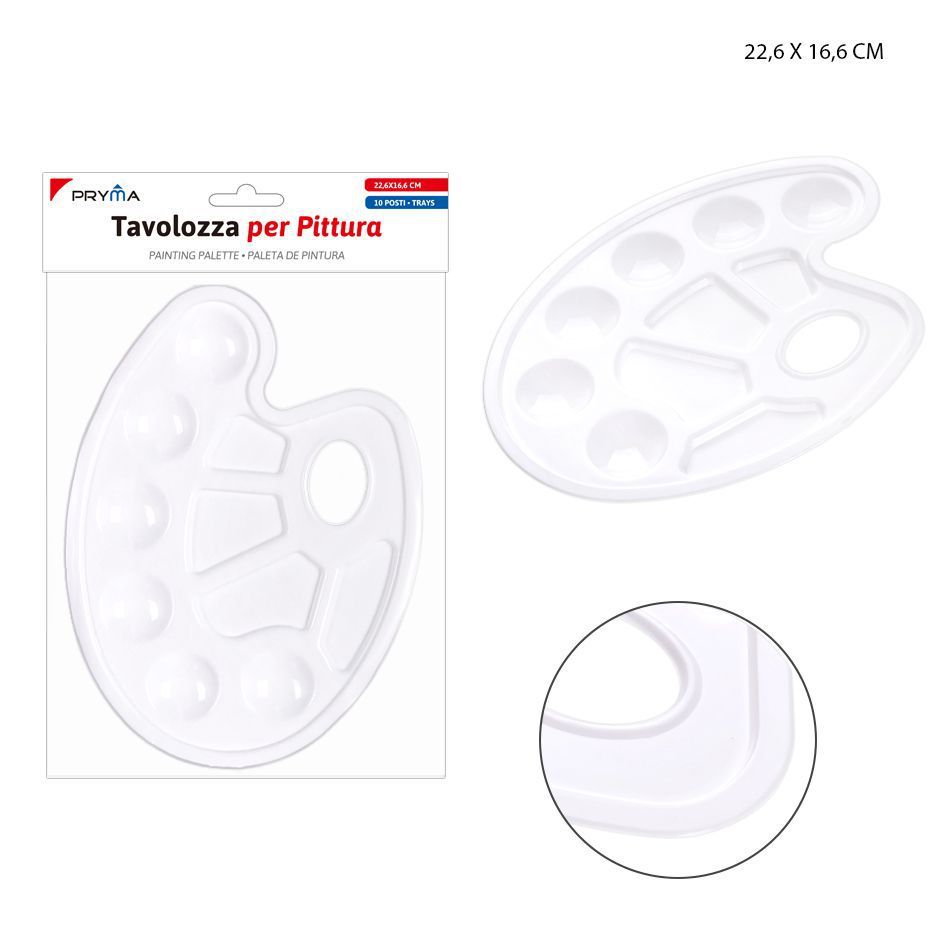 Paleta de pintura de 10 compartimentos 22.6x16.6 cm - Utensilios de arte