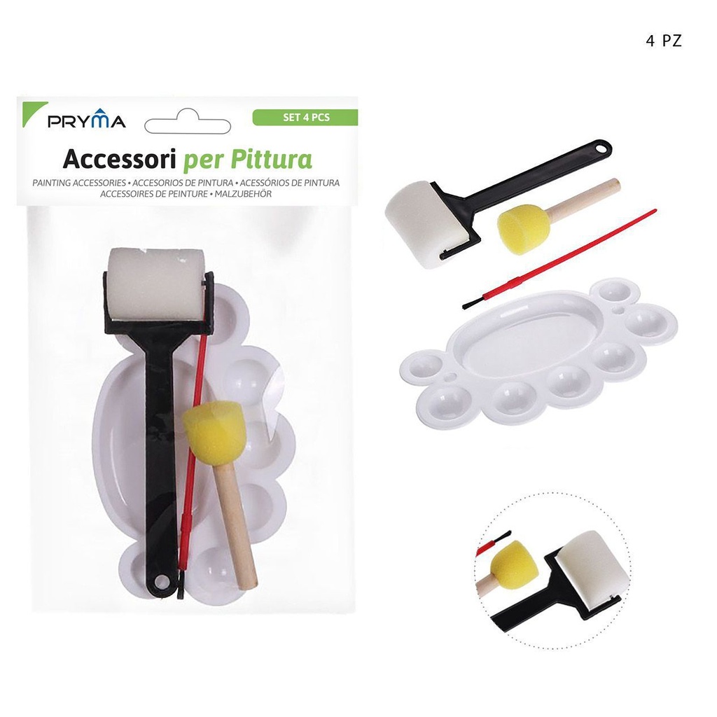 Paleta + pincel + esponja con mango para manualidades - Material de arte