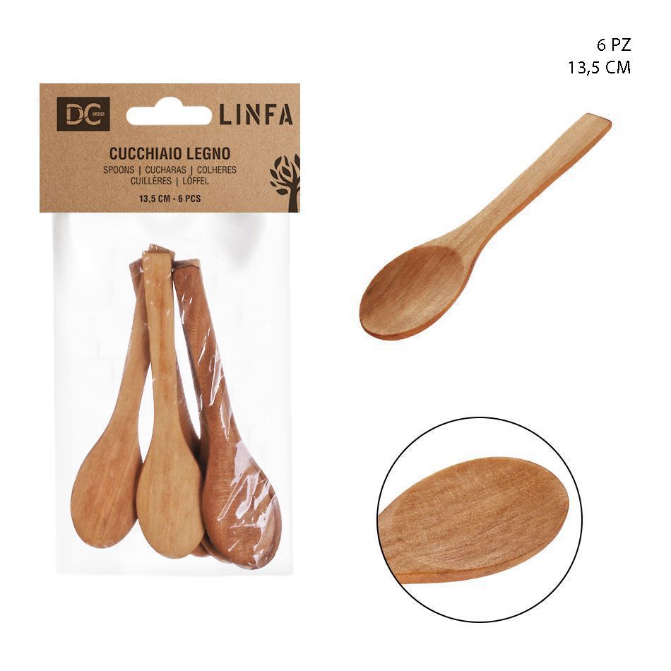 Cuchara de madera 13.5cm 6pz para cocina y servir