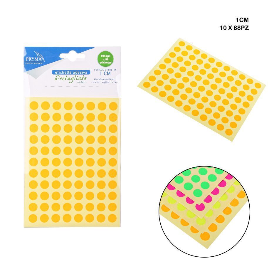 Etiqueta adhesiva redonda 1cm 88pz 10ff para organización