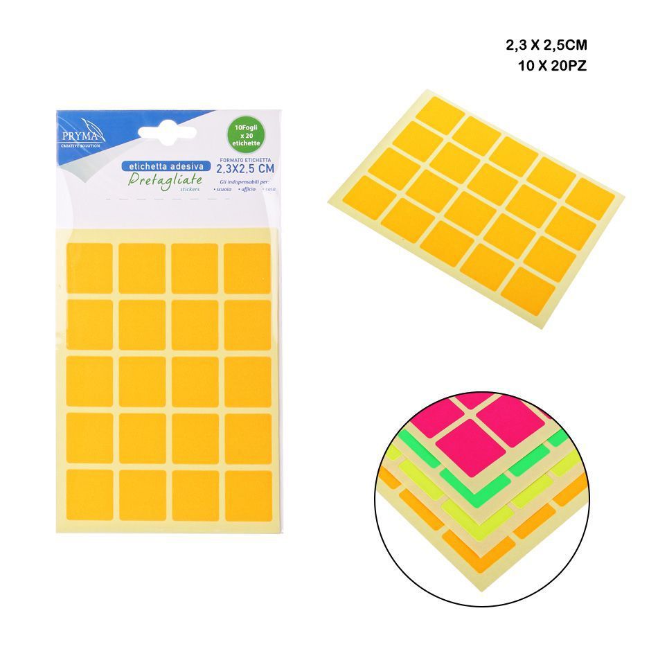 Sticker rectangular 2.3x2.5 cm 20PZ - Etiquetas adhesivas