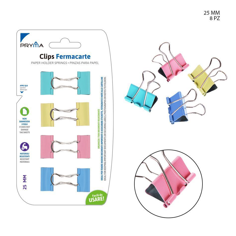 Pinza sujetapapeles 25mm 8pcs oficina