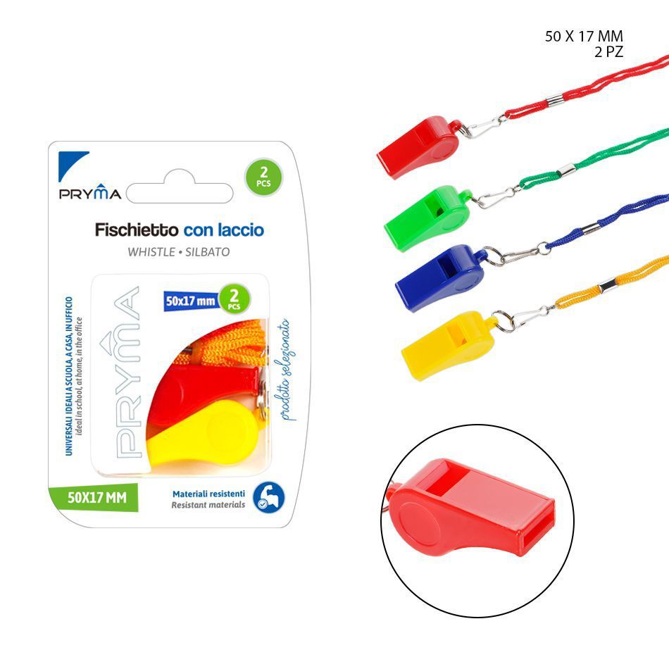 Silbato de plástico con cuerda 5x1.7cm 2pcs para deportes