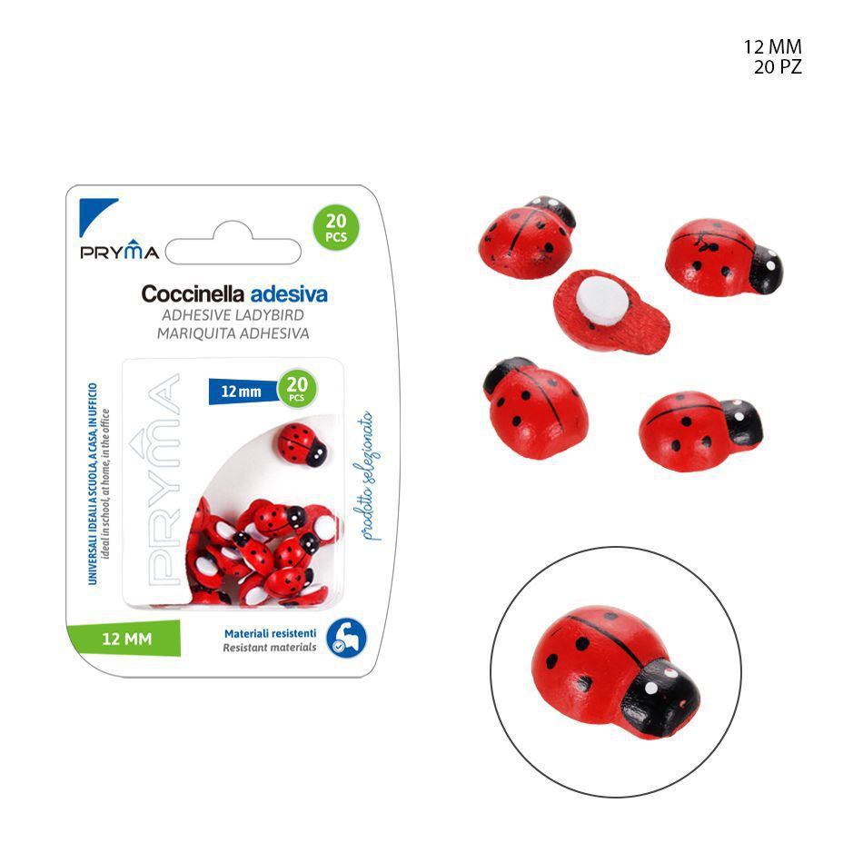 Autoadhesivo de mariquitas 12 mm 20 PZ - Accesorios decorativos