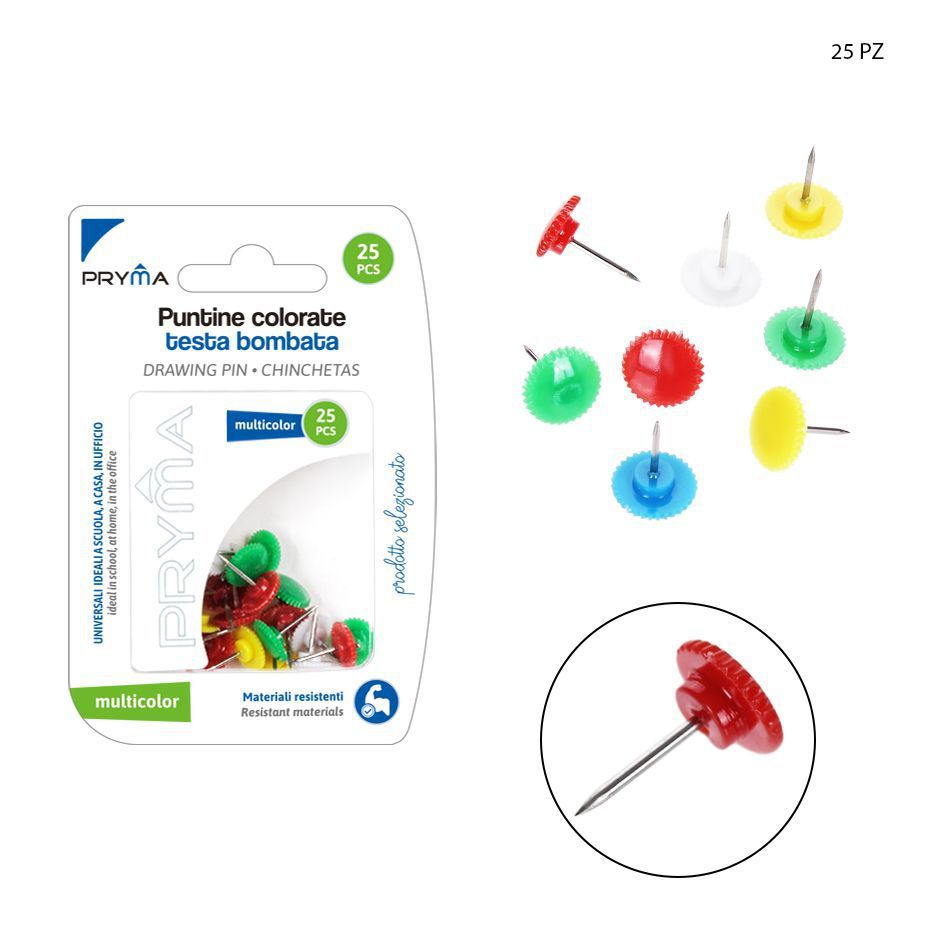 Chincheta de colores 25 unidades - Accesorios de papelería