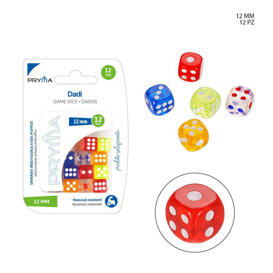 Dados 1.2cm 12pz para juegos y entretenimiento