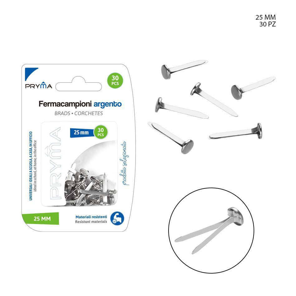 Clips de muestra color plata 25 mm 30 PZ - Accesorios de oficina