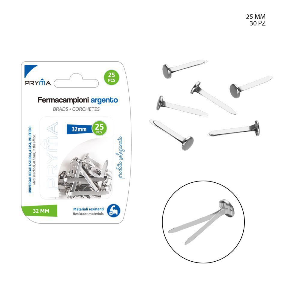 Clips de muestra color plata 32 mm 25 PZ - Accesorios de oficina