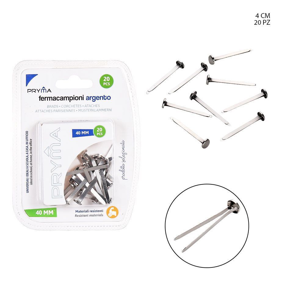 Clips de muestra color plata 40 mm 20 PZ - Accesorios de oficina