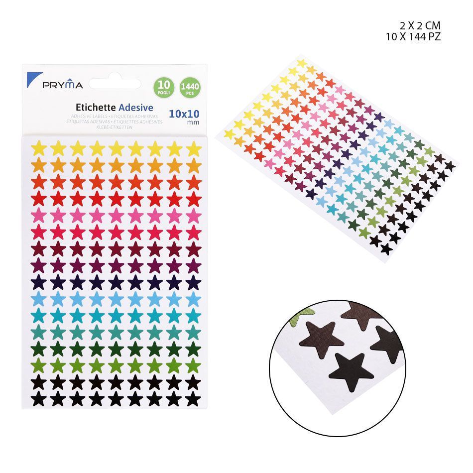 Etiqueta adhesiva de estrellas 1x1 cm 144 pcs - Papelería y etiquetas