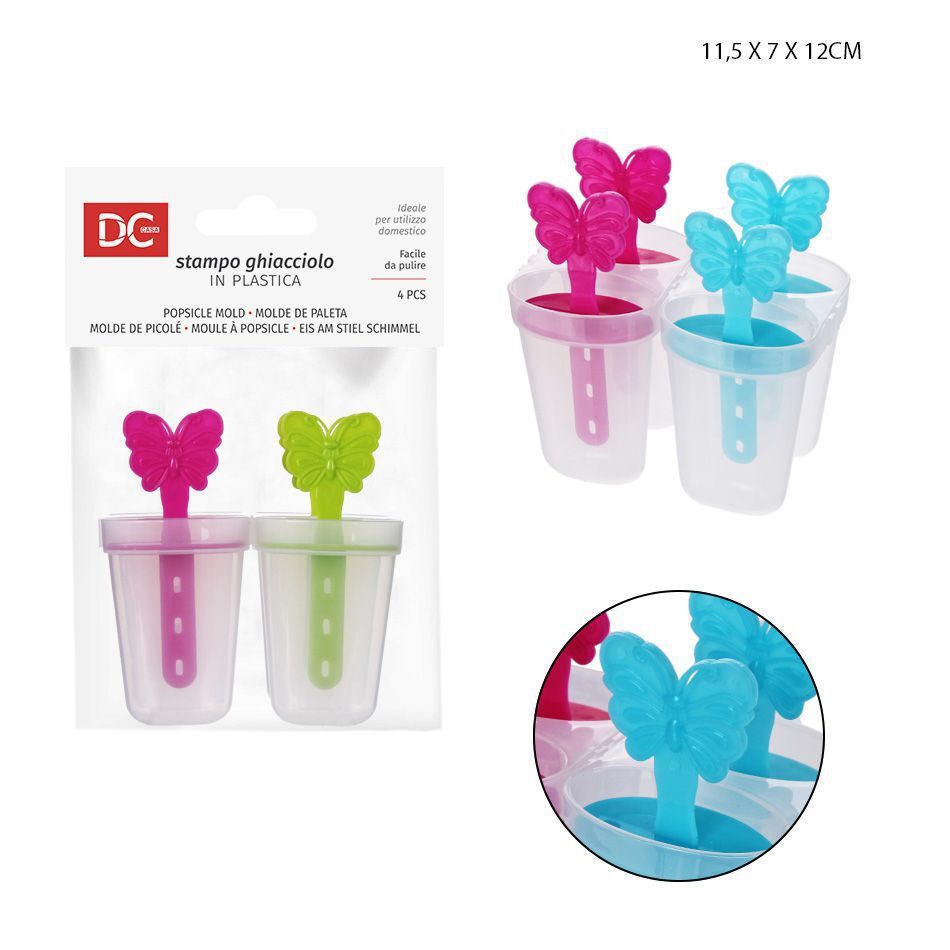 Molde de hielo de plástico 4PZ 11.5x7x12 cm - Utensilios para helados y moldes