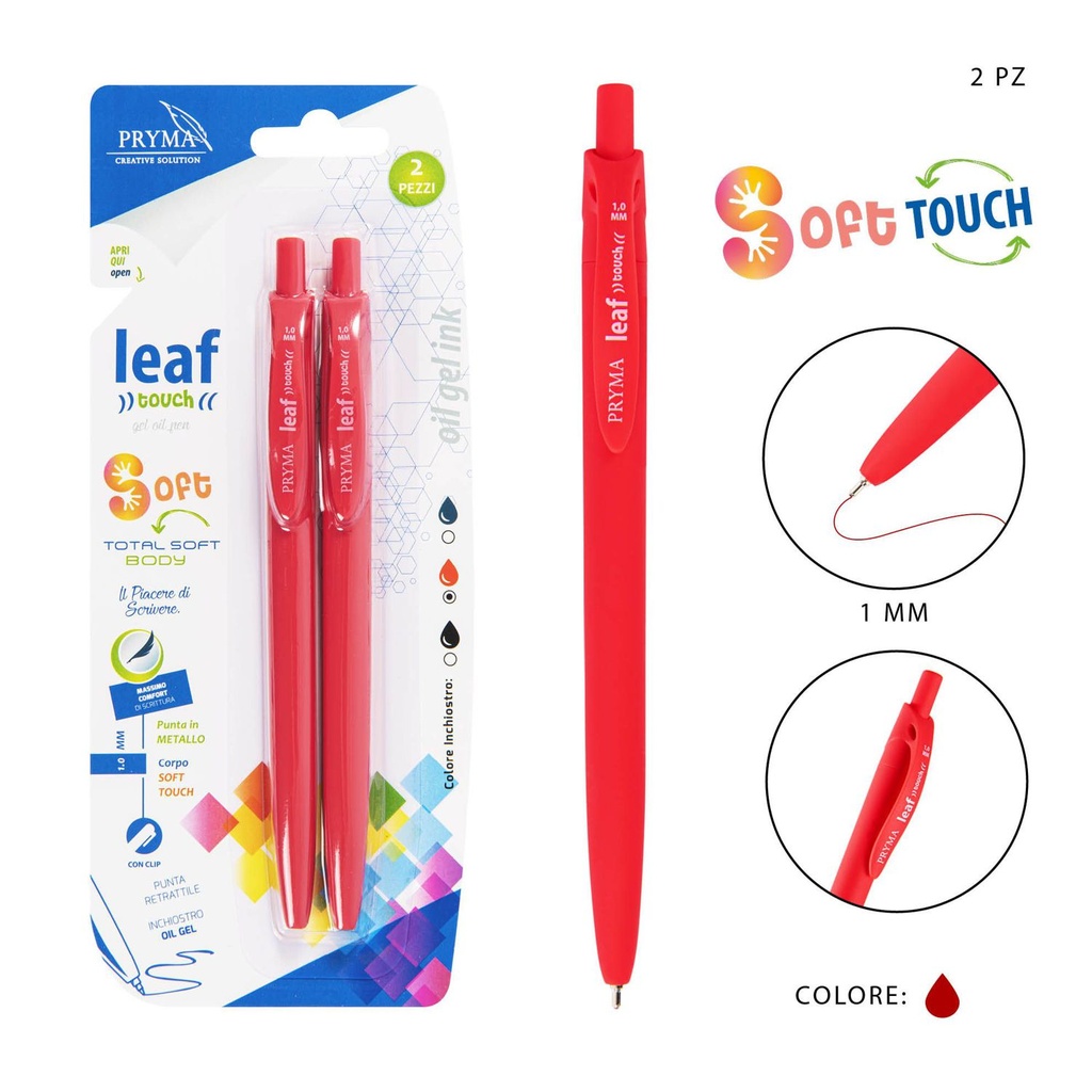 Bolígrafo de clic de gel 1mm, 2pz rojo