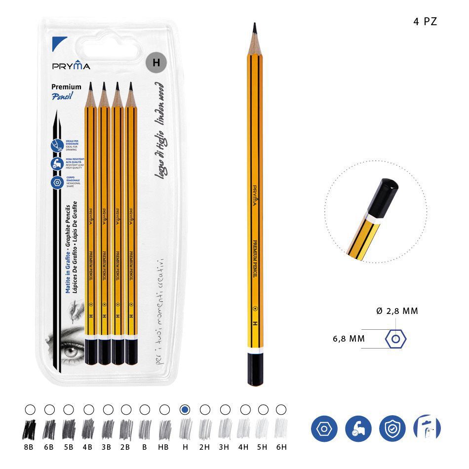 Lápiz de grafito premium H 4pz - Artículos de papelería
