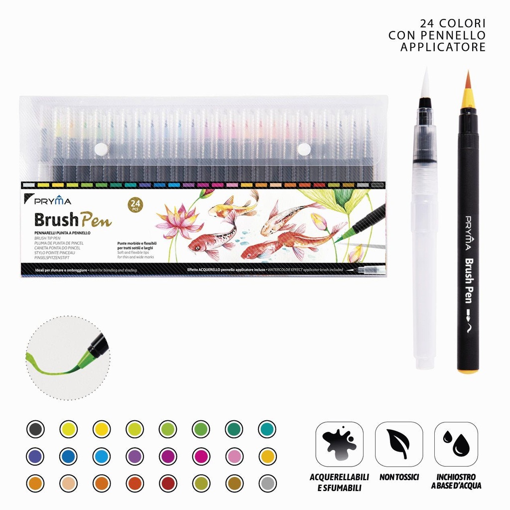 Rotulador acuarelable punta blanda, set de 24pz para dibujo y arte