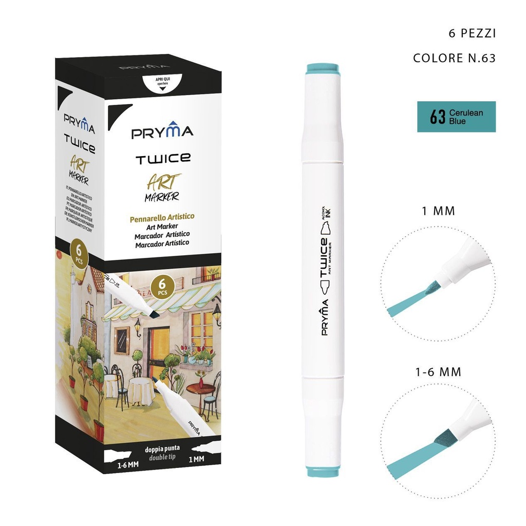 Rotulador de doble punta 2-5/3mm color 63 para dibujo