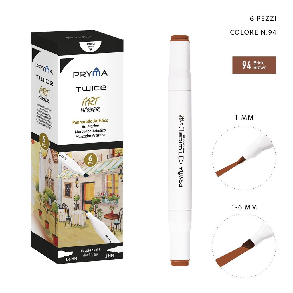 Rotulador de doble punta 2-5/3mm color 94 para dibujo y escritura