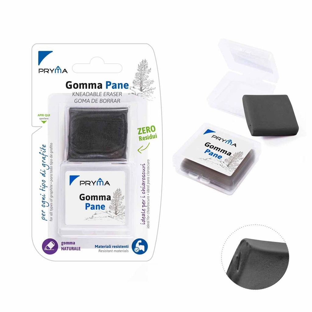 Goma de borrar gris + caja - Utensilios de papelería