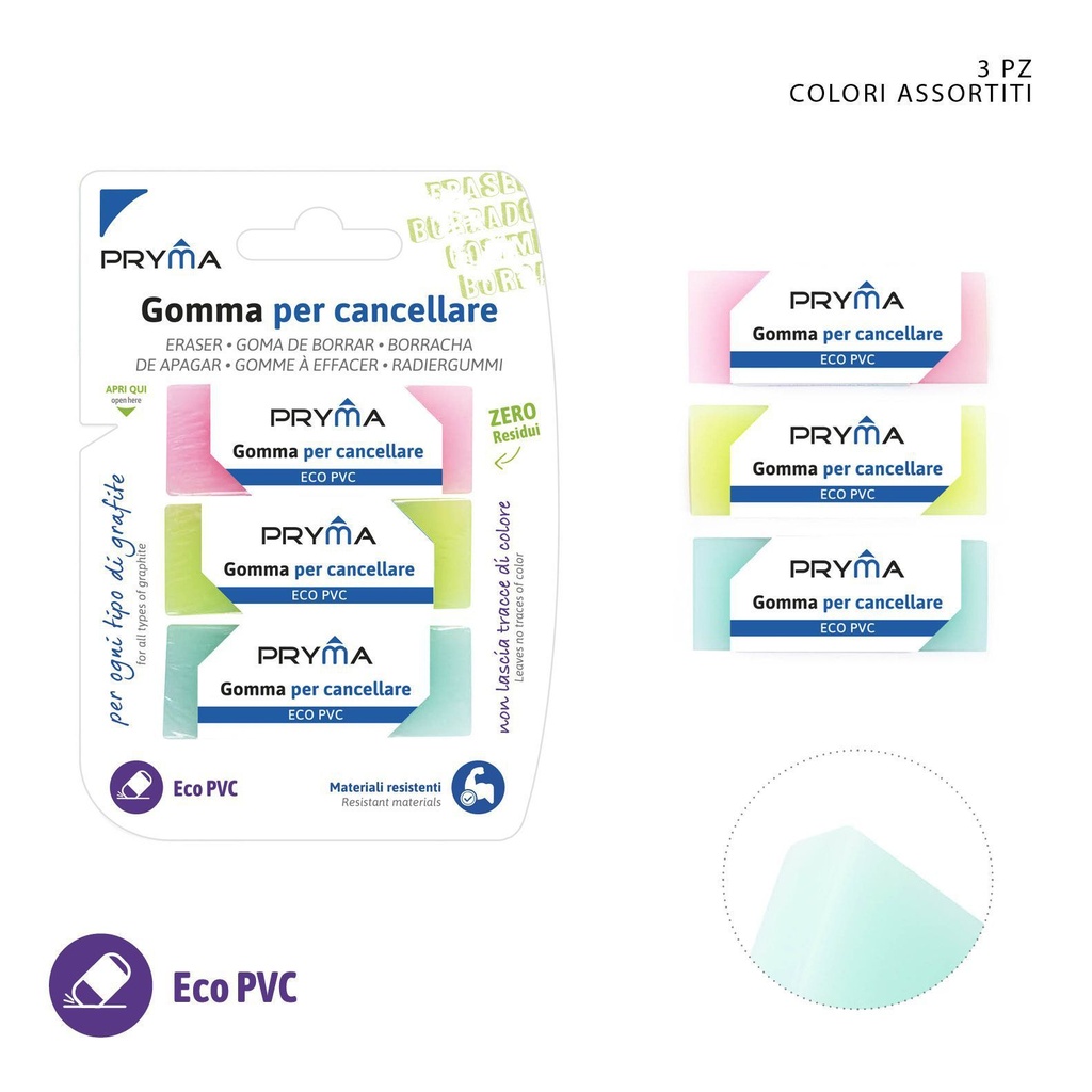 Goma de borrar 3pz - Papelería y oficina