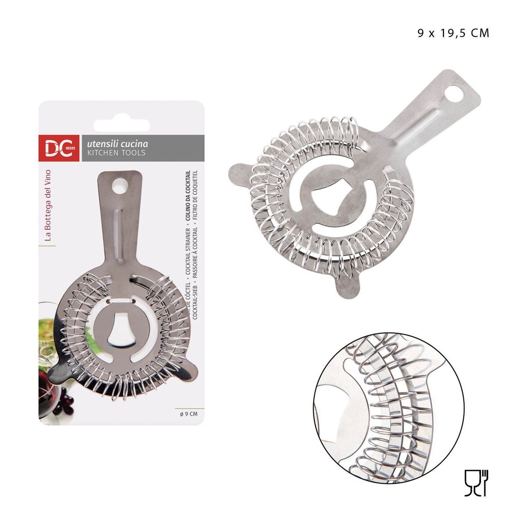 Colador de cóctel de acero 9x19.5x2.5 cm - Utensilios de coctel