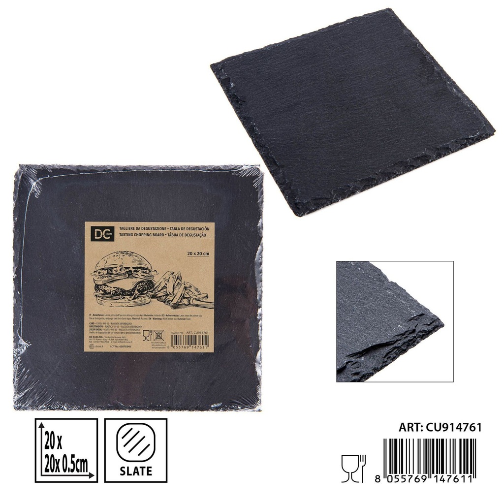 Tabla de degustación cuadrada de pizarra 20x20 cm - Utensilios de cocina