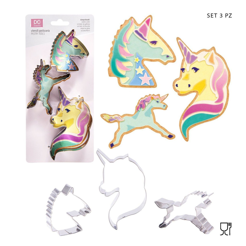 Set molde de unicornio para galletas 3 piezas