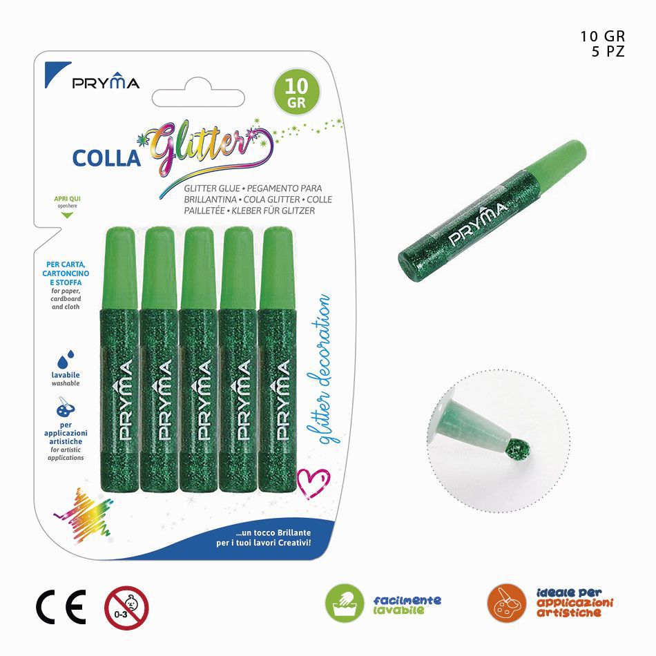 Pegamento con purpurina 10 g 5 PZ verde - Artículos de manualidades
