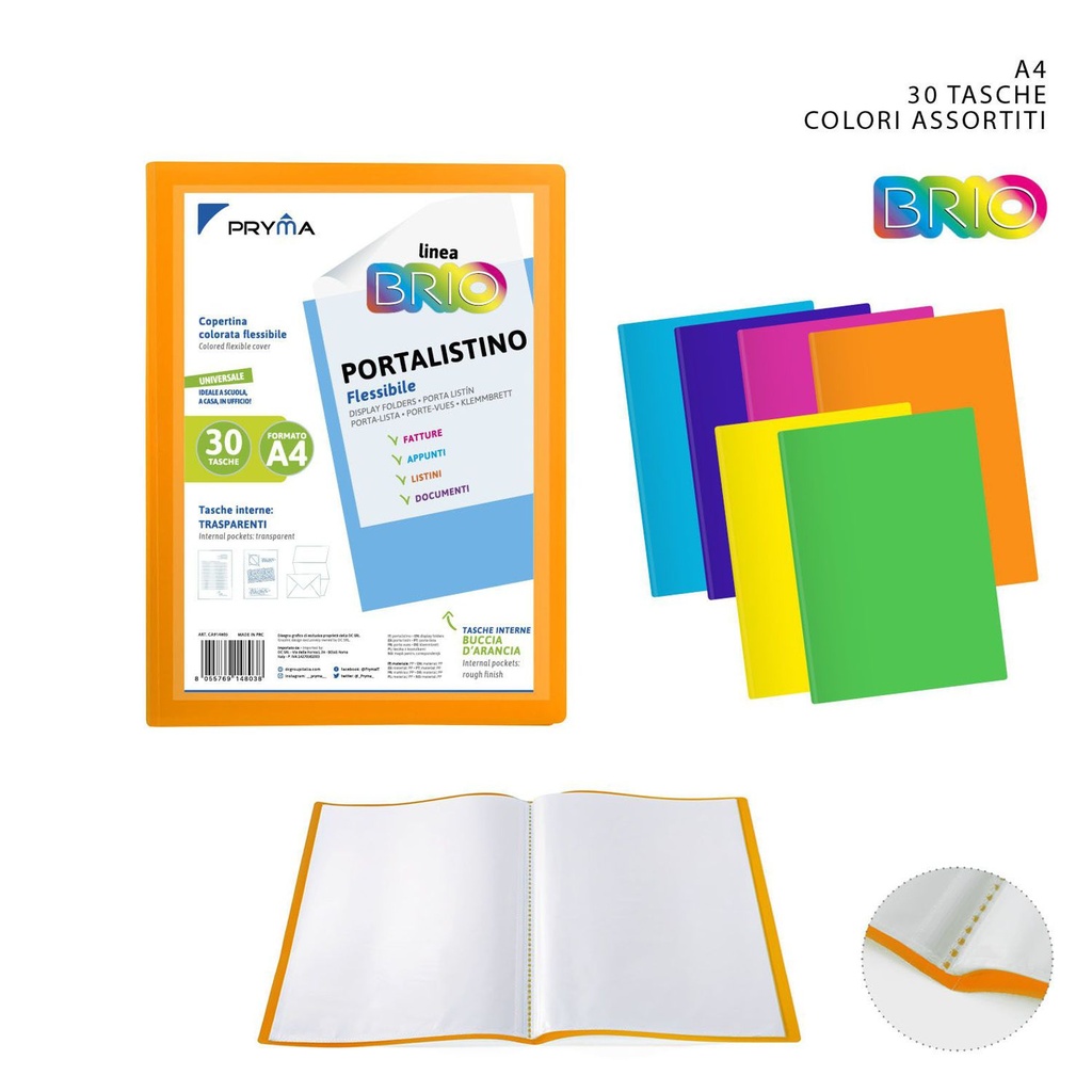 Carpeta flexible A4 con portada reemplazable, serie BR