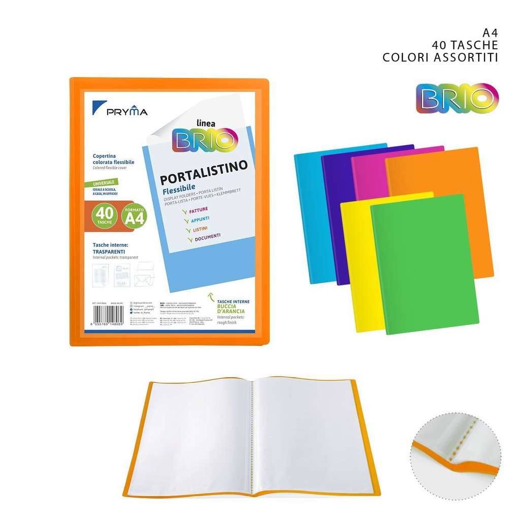Carpeta flexible con portada reemplazable A4 40 páginas serie BRIO - Artículos de oficina