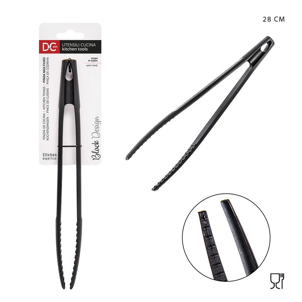 Pinza de uso múltiple negra 28x1.8x6.5cm para cocina