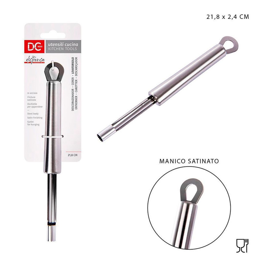 Descorazonador de acero 21.8x2.4 cm - Herramienta de cocina