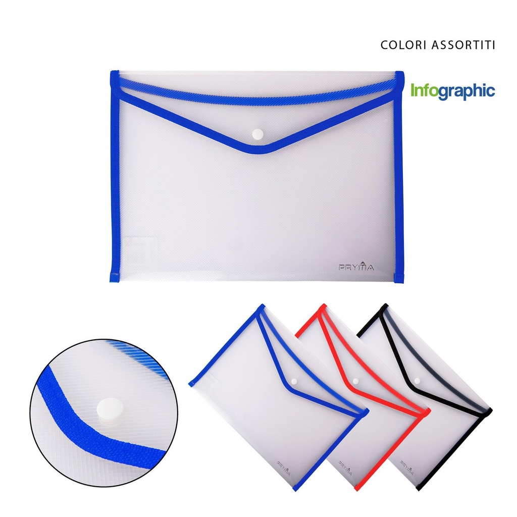 Carpeta botón transparente A4 - Archivos y organizadores