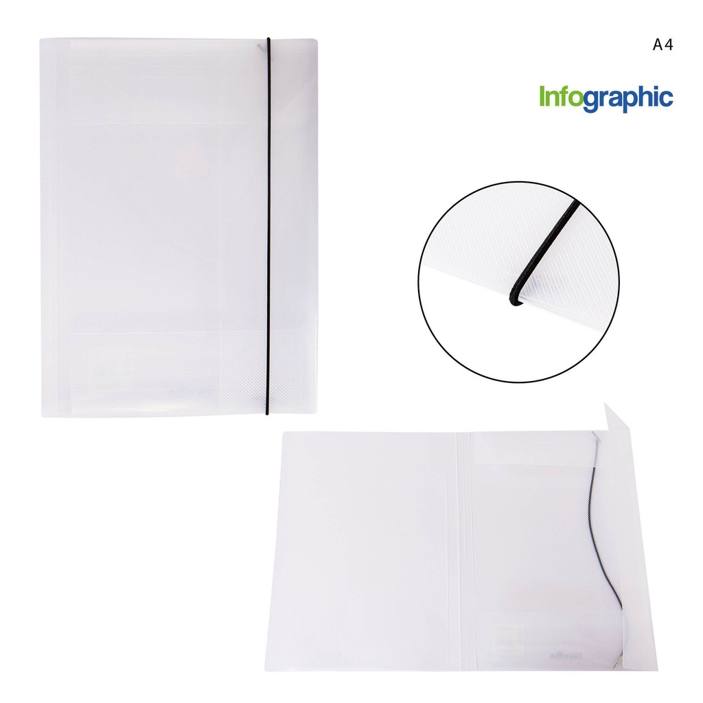 Carpeta con goma A4 transparente - Archivos y organizadores