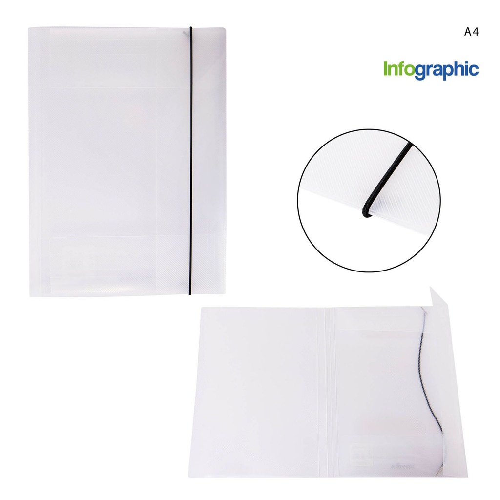 Carpeta con goma A4 transparente - Archivos y organizadores