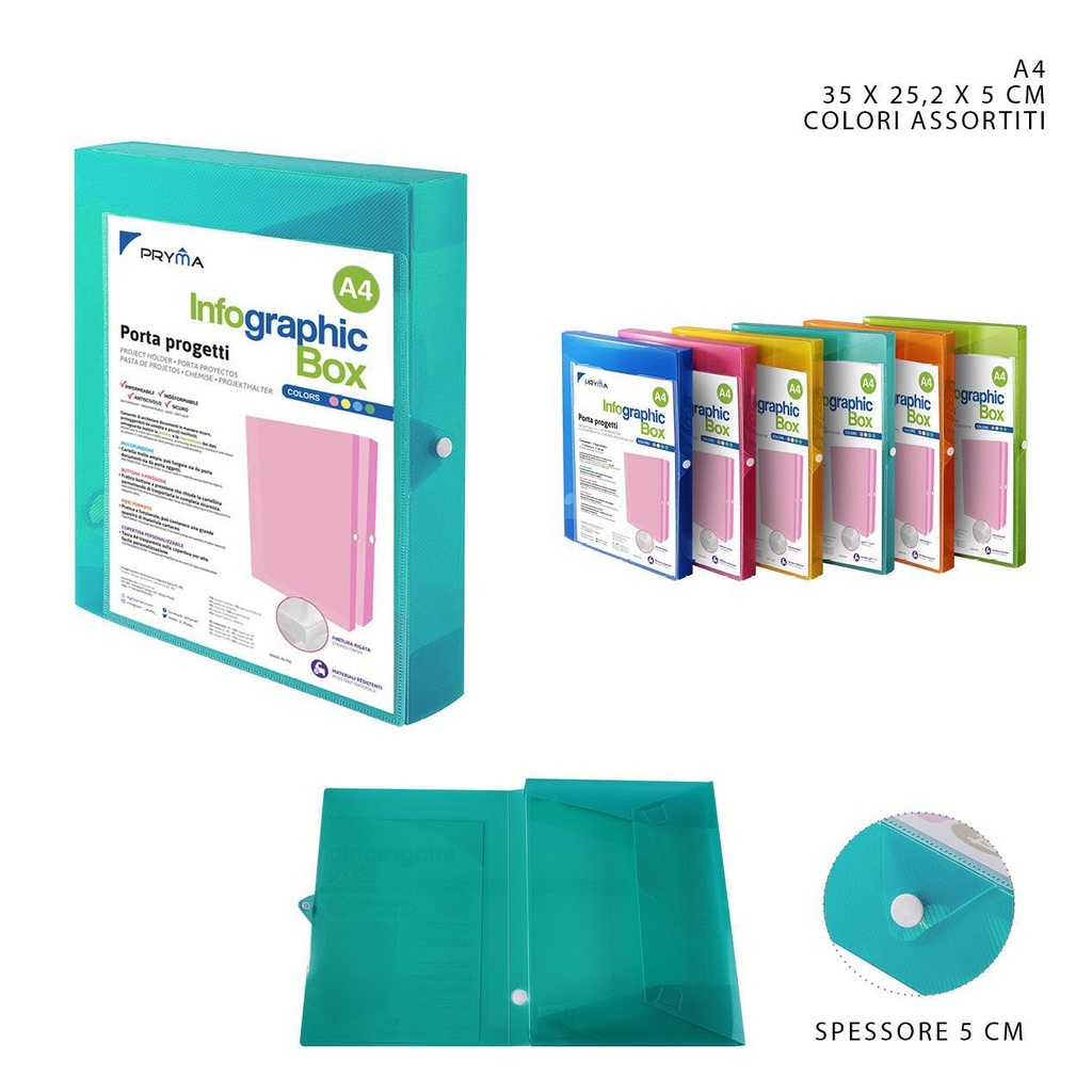 Carpeta botón de colores 35x25.2x5 cm - Suministros de oficina