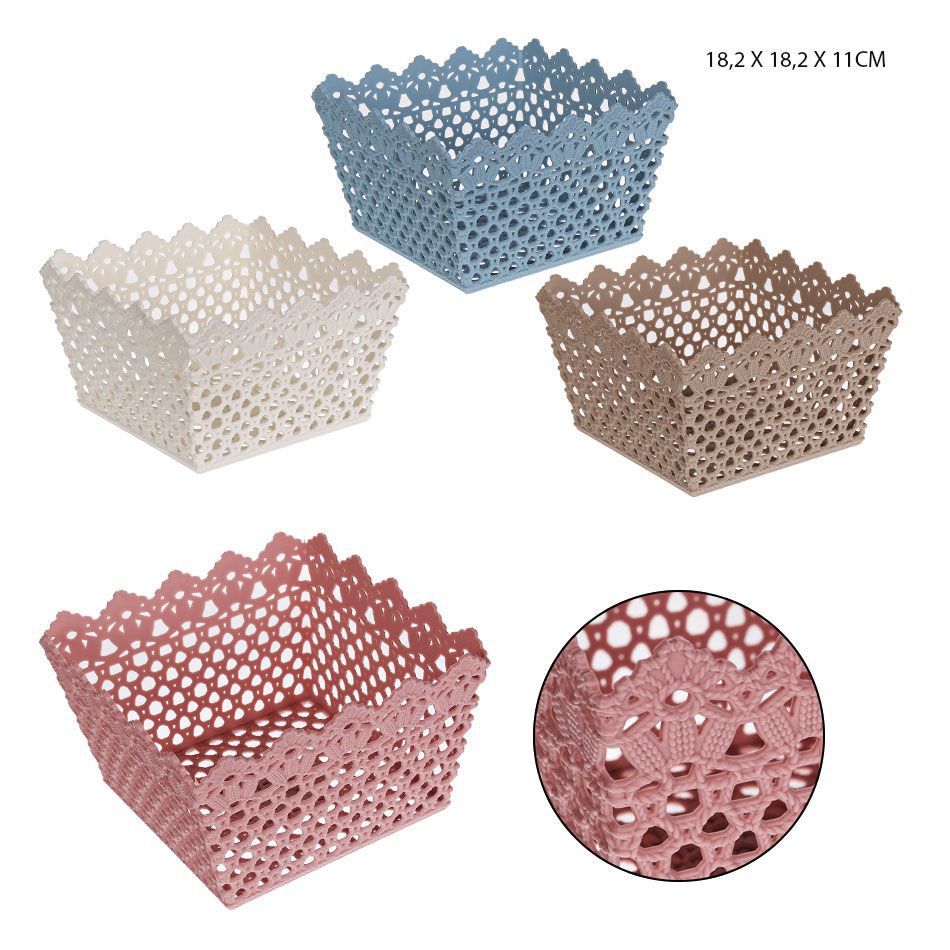 Cesta de plástico cuadrada 18.2x18.2x11 cm - Recipiente de almacenamiento