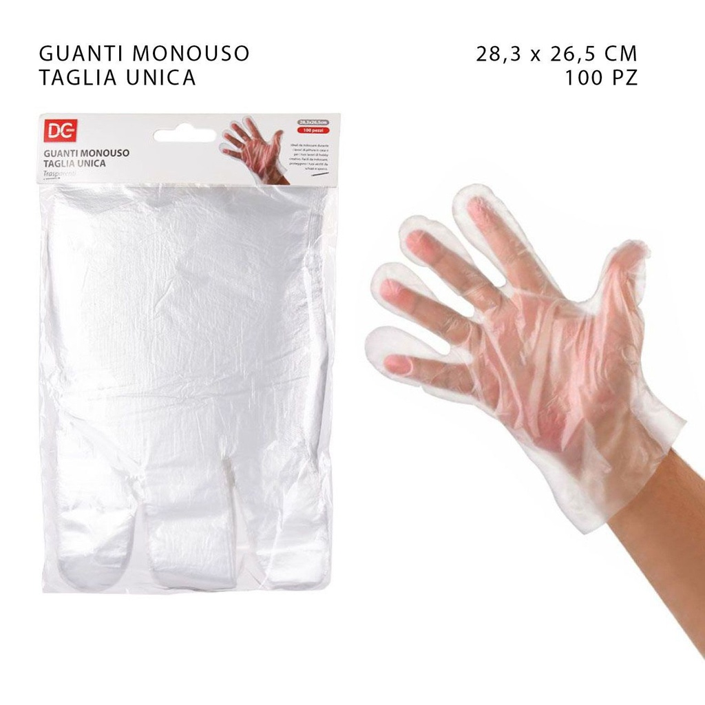 Guantes desechables 28.3x26.5cm 100pz T/Única