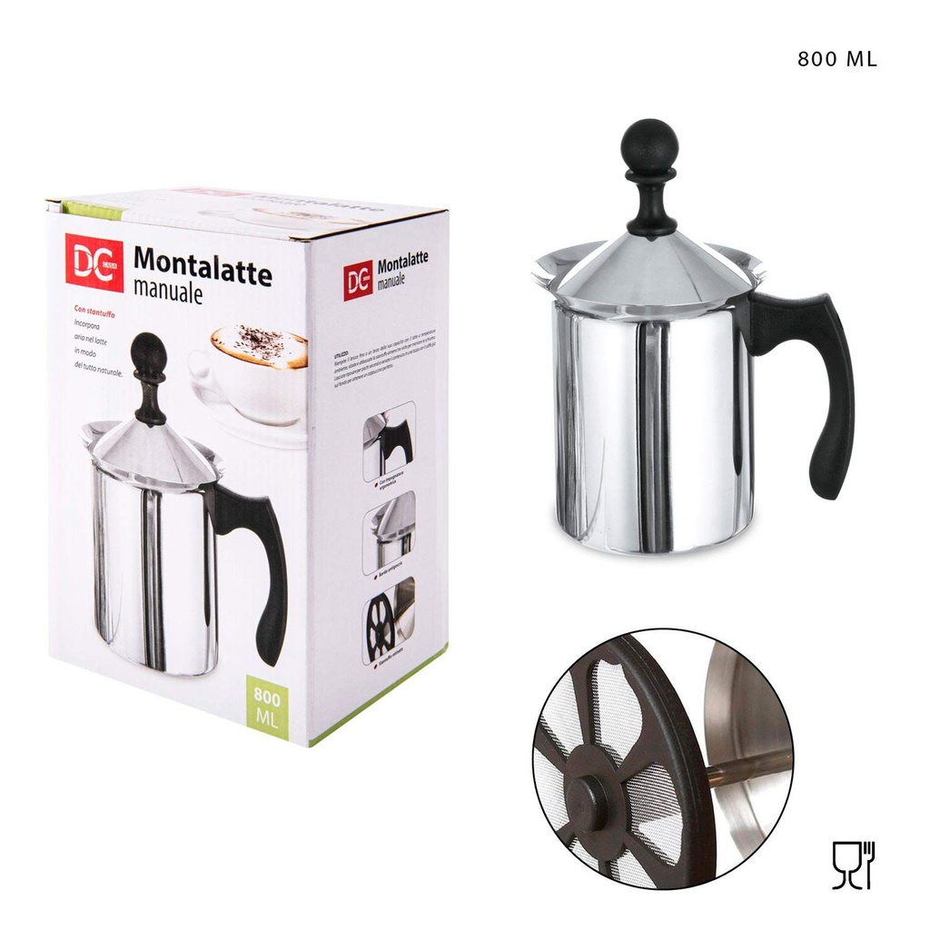 Espumador de leche manual 800ml para café y bebidas