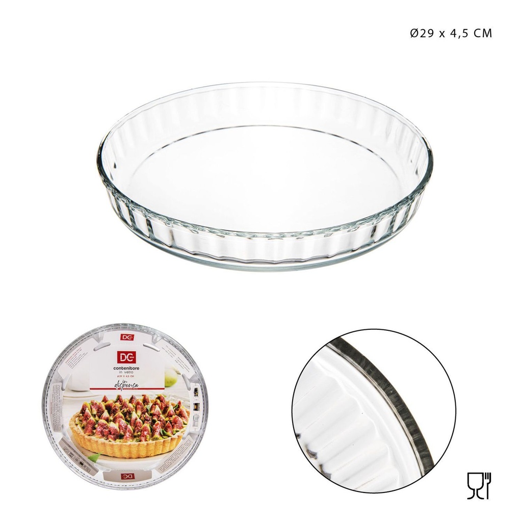 Bandeja de hornear de vidrio resistente a altas temperaturas 29x4.5 cm - Utensilio de cocina