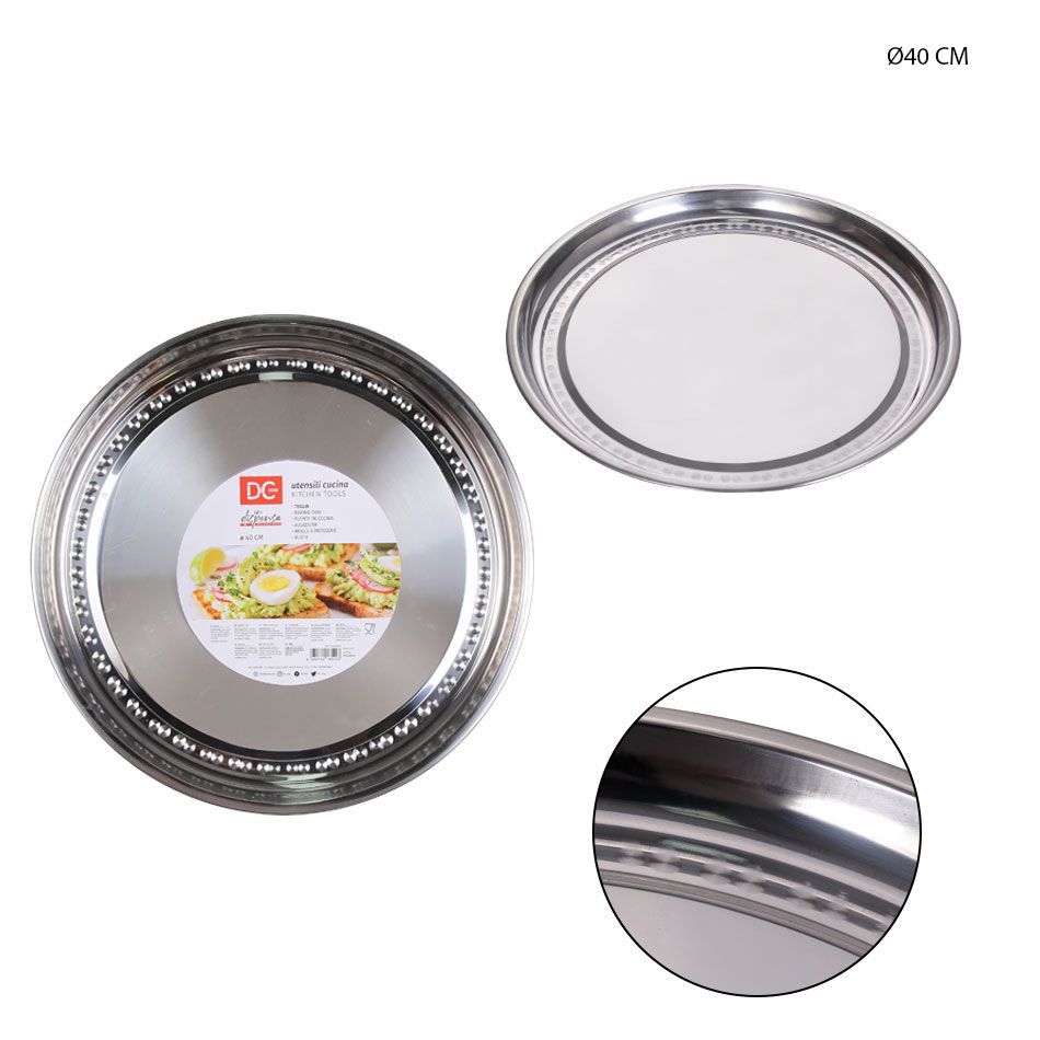 Plato redondo de acero inoxidable Ø40cm - Utensilios de cocina